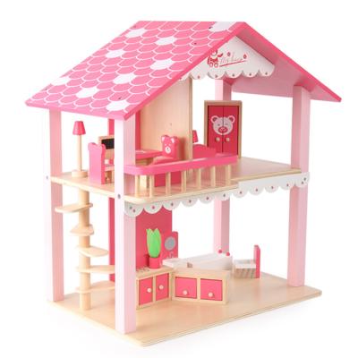 China Eco-friendly Non-Toxic Children's Room Play House Villa Simulation Wooden Doll's Room Pretend Furniture Toy for sale