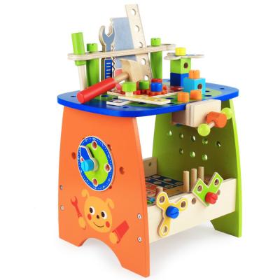 China Non-Toxic Eco-friendly Montessori Toolbox Pretend Play Set Kids Role Play Screw Set Simulation Wooden Tool Toy for sale