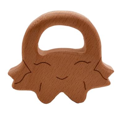 China BPA Defensive Stance Soft Octopus Shapes Wooden Teether Ring Toy Cartoon Food Grade Baby Teether Grinds for sale