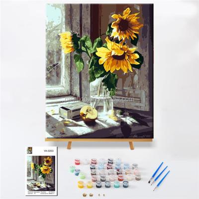 China Paintido Diy Abstract Wall Art Decoration Flower Sunflower Acrylic Canvas Painting By Numbers for sale