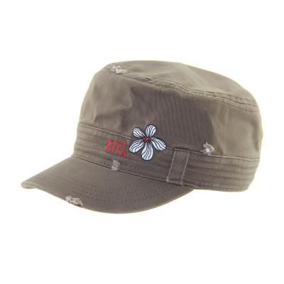 China Fashionable Vintage Cotton Army Cap Adjustable Embroidered Military Hats for sale