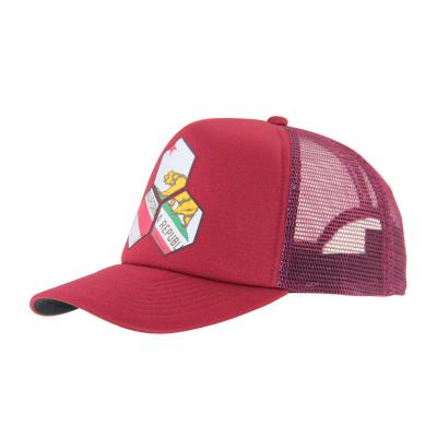 China Customed Fashional Printing Red Trucker Hat , High Profile Summer Baseball Cap for sale