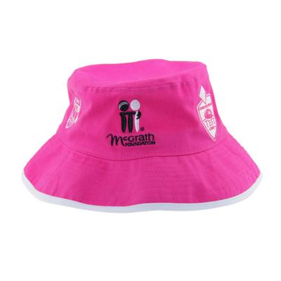 China OSFM Size Brushed Cotton Custom Embroidered Bucket Hats Female Fishing Hats Pink for sale