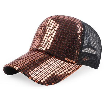 China Todo el día Confort 5 Panel de malla Sombrero de camión Sequin Sombrero de camión Ajustable en venta