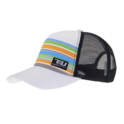 China One Size Mid Profile Trucker Hat Colorful Trucker Hats Customed Stripes Printing for sale