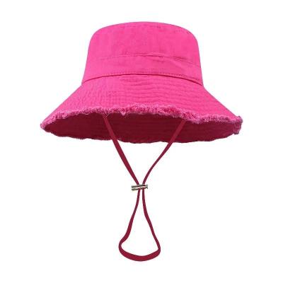 China Sun Prevent Cotton Canvas Wide Brim Bucket Hat Beach Bucket Hat Stylish for sale