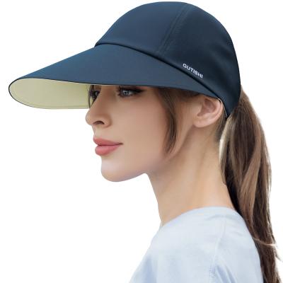 China UPF 50+ Reversible Women'S Large Brim Visors Printed Sun Visor Headwear for sale