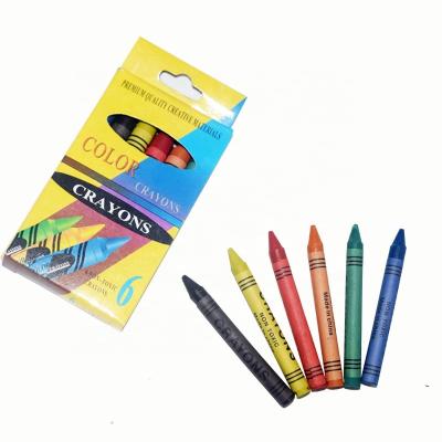 China Children's Art Tool Promotional Packing 6 Pcs 0.8cm Crayon Set Non-Toxic Colored Wax Crayon For Kids for sale