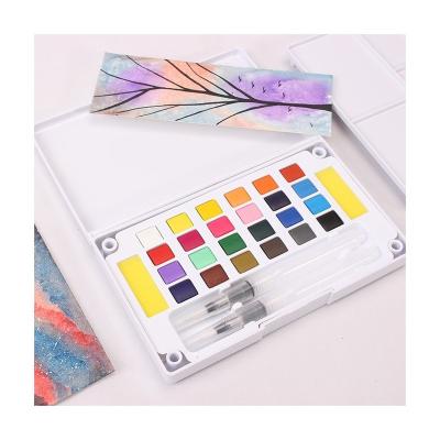 China 2021 New Design Portable 24 High Quality Easy Grip Color Brush Dye Palettes For Fine Art Painting for sale