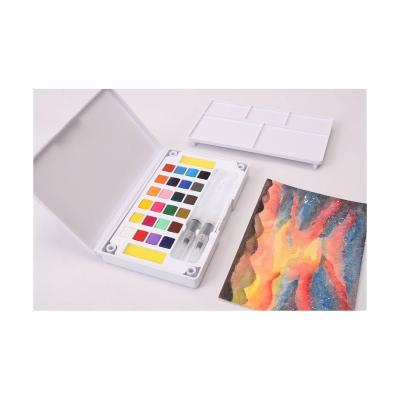 China Easy Take and Portable 2021 Wholesale 24 Pure Water Color Pigment Makers with Two Brush Palette for Students for sale