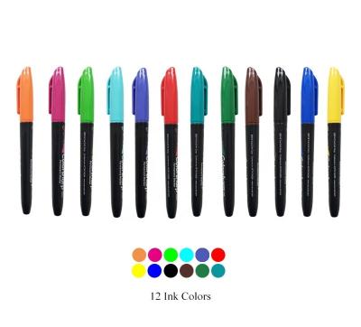 China Promotion Color Brush Pen\Business\School\Office 12 Felt Pen Painting Watercolor Art Marker Pen School Stationery for sale