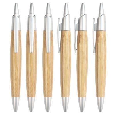 China Office & Wooden Tip Pen With Pen Custom Logo Eco Friendly School Ball Pen High Quality Recycled Bamboo for sale