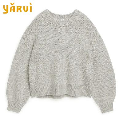 China Anti-wrinkle Classic Knit Round Neck Sweater Pullover Women's Mohair Blend Plain Sweater for sale