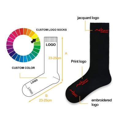 China Bamboo Designer Sport Football Custom Logo Printing Compression Colorful Unisex Crew Grip Custom Cotton Viable Socks, Mens Socks for sale