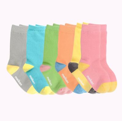 China MEIKAN Breathable In Stock Custom Kids Boys Girls Solid Cotton Soft Breathable Knitted Kid Cute Socks for sale