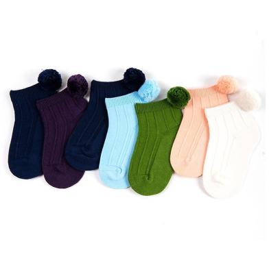 China MEIKAN Breathable In Stock Soft Comfortable Breathable Knitted Cotton Girls Boys Kids Custom Kid Cute Socks With Ball for sale