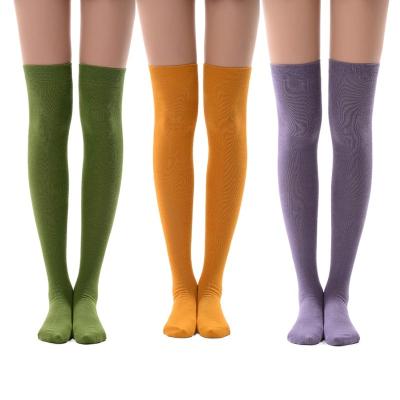 China Young Multi-colors QUICK DRY Solid Cotton Long Compression Cotton Over Knee Thigh High Socks for sale