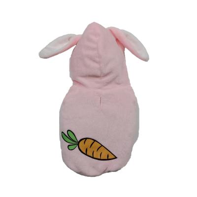 China BOKHOUSE Pet Carrot Pattern Bunny Pink Tiny Dog Cat Rabbit Ear Hoodie Costume Clothes Long For Rabbits for sale