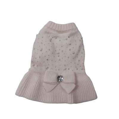 China Luxury Pearl Rhinestones Wholesale Bow Designer Clothes BOKHOUSE White Stocked Dog Dress Small For Cats And Dogs for sale