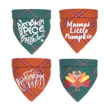 China BOKHOUSE Pet Thanksgiving Plaid Letter Turkey Pattern Print Dog Bandana Stocked Logo High Quality Saliva Scarf Custom Made For Dogs for sale