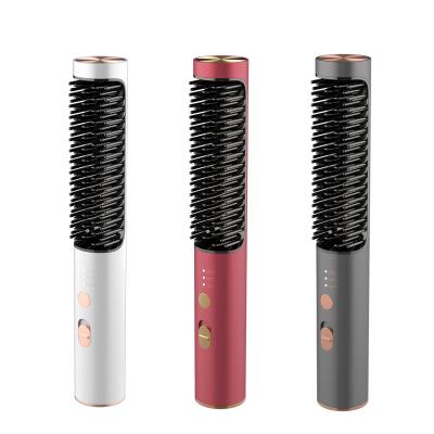 China New Design U Design Outdoor Electric Hot Comb Small USB Mini Wireless Hair Straightener Brush Quick for sale