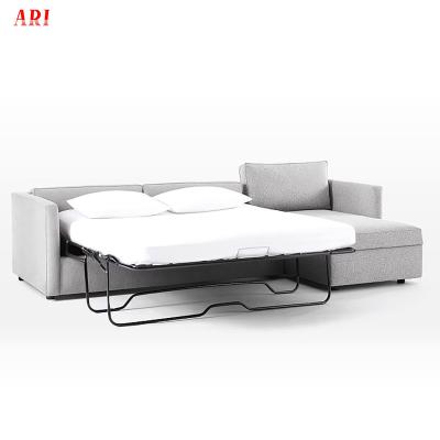 China Modern Fabric Stretch Sofa Bed Foldable Sleeper Sectional With Foam Mattress And Storage for sale