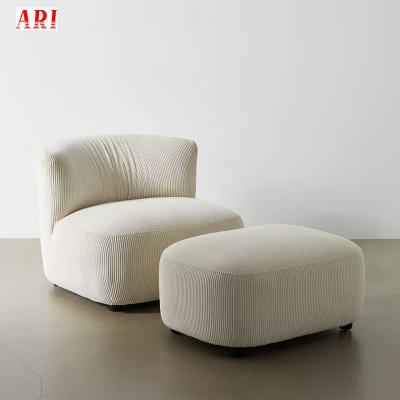 China (Others) modern design chair beige corduroy fabric adjustable minimalist armless club chair home furniture for sale