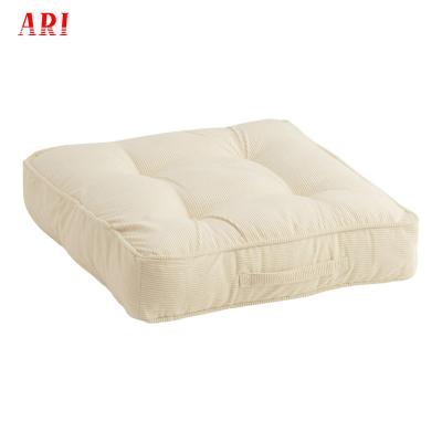 China Fire Retardant Tufted Square Corduroy Floor Cushion With Handle For Indoor for sale