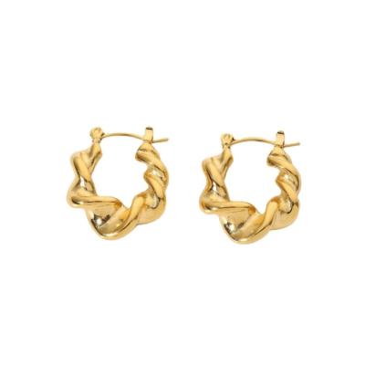 China Central Institute of Statistics Elegant Korean Women's Jewelry Stainless Steel Gold Silver Fine Twist Earrings Twist Earrings for sale