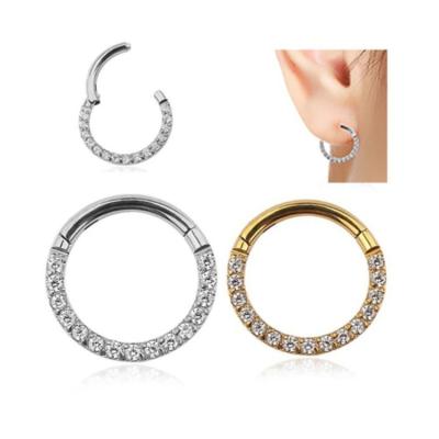 China Hot Sale Unisex Nose Ring Gold Stainless Steel Inlaid Stone Nose Ring from Europe and America for sale