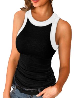 China Anti-wrinkle 2022 spring and new summer solid color printed round neck vest with runner tops for sale