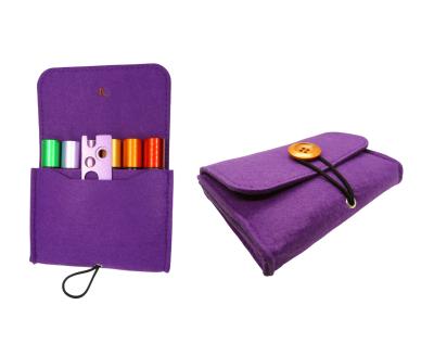 China Fashion Purple Felt Essential Oil Storage Case Essential Oil Bag Pouch To Hold 6 Roll Bottles for sale