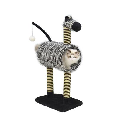 China New Cute Cat Nest Integrated Multi-Layer Zebra Cat Tree Stand Viable Cute Cat Climbing Frame for sale