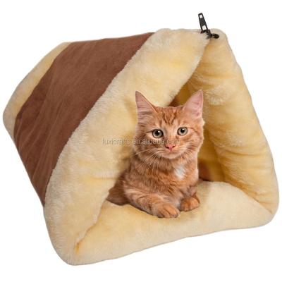 China DXL Tunnel Pyramid Fleece Cat Sleeping Bed Bag Mats Viable Cover Tent Indoor Pet Room FX-CB-10 for sale