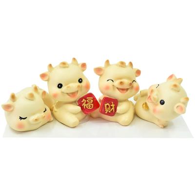 China China Supplier Premium Quality Resin Fortune Mini Cartoon Crafts China Supplier Bull Desk Decor for sale