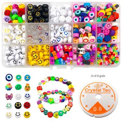 China Resin Material Elastic Line Smiley Fruit Round Flat Bead Boxed DIY Jewelry Accessories Bangle Bracelet DIY for sale