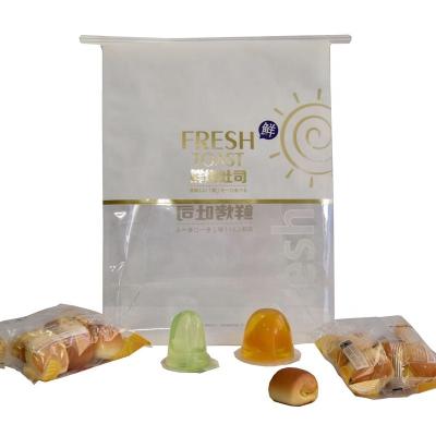 China Logo Printing Food Shopping Fast Delivery Customized Safe Plastic Bags For Bread With Zip Lock And See-Through Window Stand Up Pouch for sale