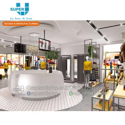 China Modern MDF design for garment store luxury clothes shop interior design for sale