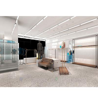 China Interior Decoration Layout Menswear Fashion MDF Fashion Men's Wear Shop Showroom Display Fixture Wood China Manufacturer for sale