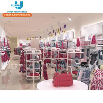 China MDF Customized Kids Clothing Store Customizing Retail Kids Clothes Show Furniture Clothes Show Rack For Kids for sale