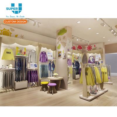 China Professional clothing store interior design infant baby shop interior design jumpsuit retail merchandising sale baby store design for sale