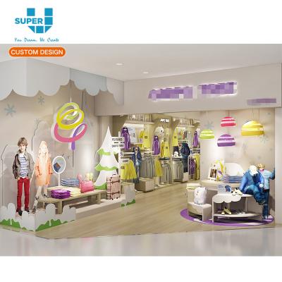 China The most popular professional MDF kiosk design for kids clothes mall display kiosk for kid apparel display for sale