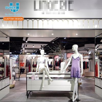 China MDF lingerie shop display shop interior design wooden mobile lingerie display for sale