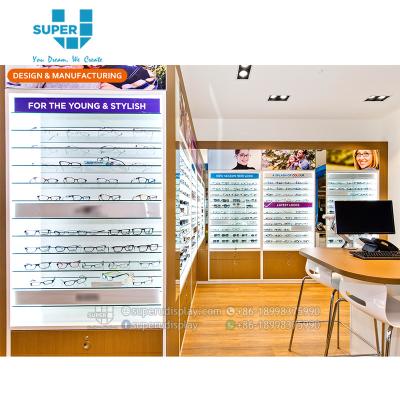 China Super MDF U Store Fitting Modern Design Shop Display Sunglasses Retail Store Optical Fittings for sale