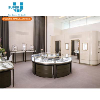 China Fashion Jewelry Boutique Showcase Retail Jewelry Store Custom Glass Hit Counter For Display for sale