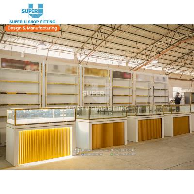 China MDF Beauty Perfume Display Showcase Shop Furniture Quiosque Glass Display Table Glass Perfume Retail Display Cabinet for sale