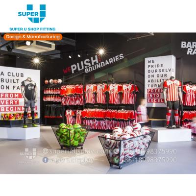 China MDF Creative Showroom Interior Design For Shopfittings Brand Sport Clothing Retail Stores Sports Equipment Display Rack For Sale for sale