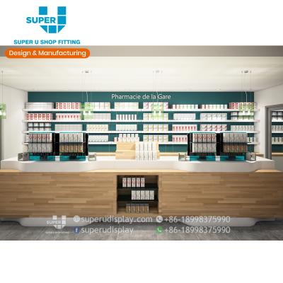 China Modern Promotional High Grade Medical Plywood Racks Medical Store Style Store Layout Plan Popular China Supplier for sale