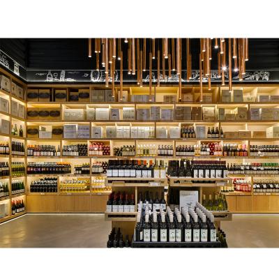 China Fashion Modern Simple Wine Retail Store Design Creative Concepts China Supplier Wooden Display Cabinet High End Liquor Furniture for sale