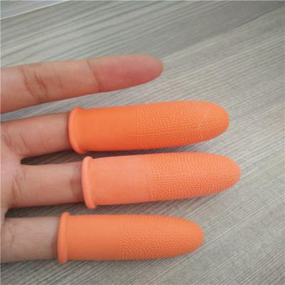 China Protective Antislip Fingertips Gloves Latex Rubber Finger Cots Antistatic Gloves Orange zu verkaufen